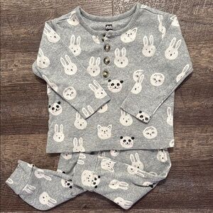 Tea Collection Henley Shirt + Matching Foldover Pants in “Animal Buns” Print